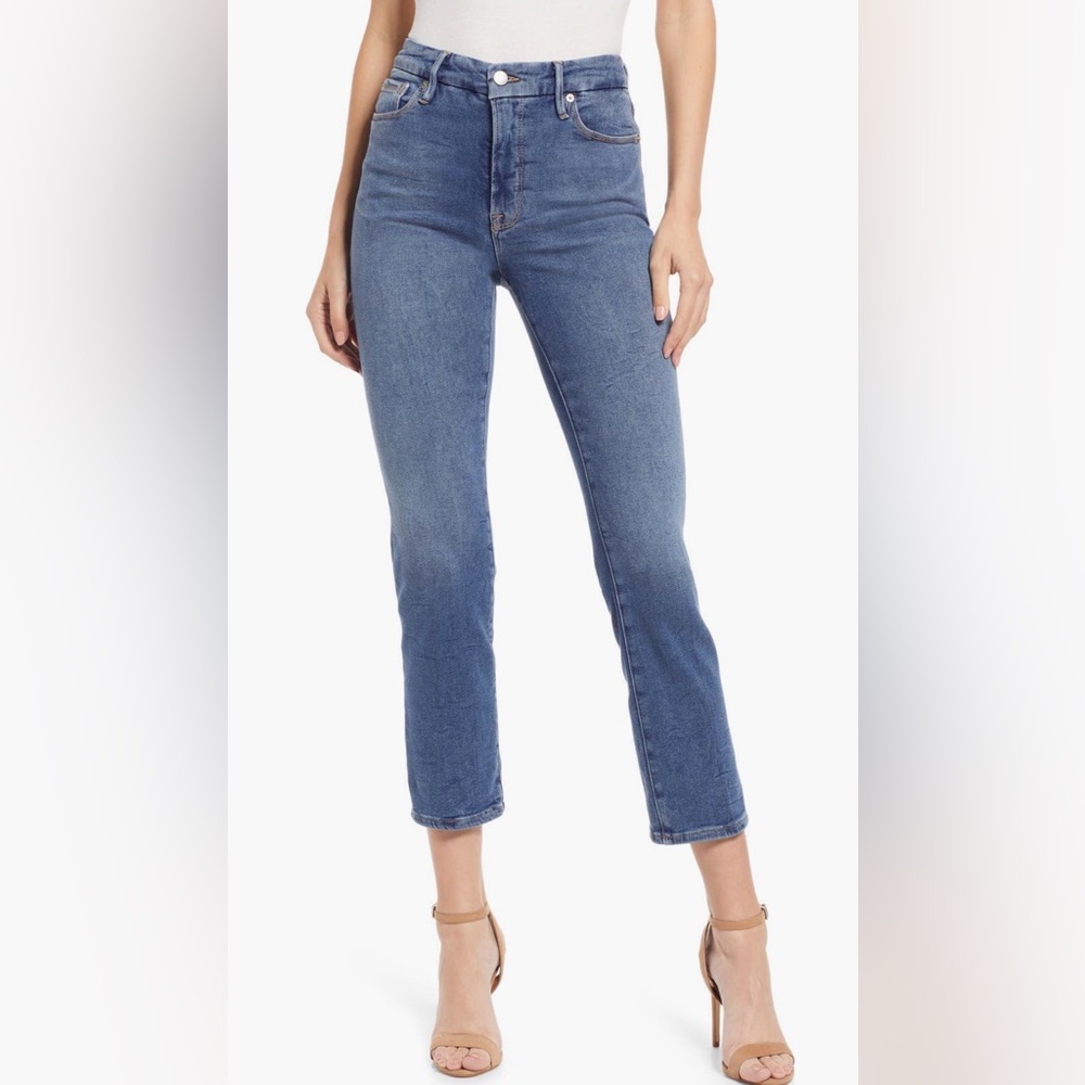 Good American Good Straight Ankle Jeans Blue 524 High Rise Size 28 / 6